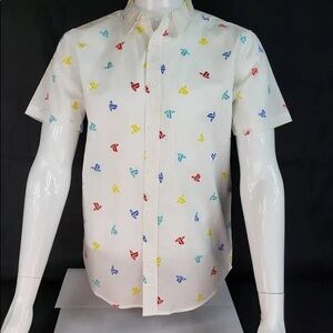 PlayStation white button down shirt